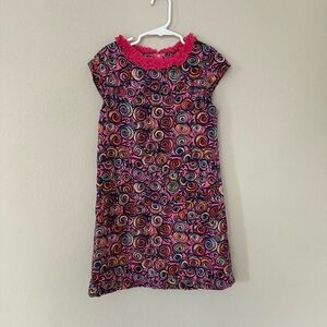 Lilly Pulitzer Girls Dress Size 7 Pink Purple Swirl Dress Ruffle‎ Collar Pockets